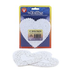 Heart Doilies, White, 4", Pack of 100