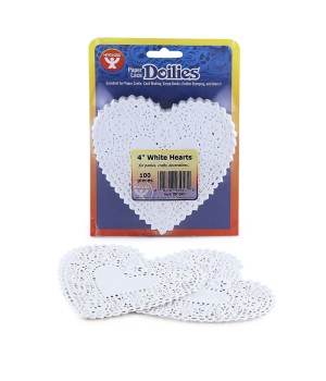 Heart Doilies, White, 4", Pack of 100