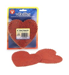 Heart Doilies, Red, 4", Pack of 100