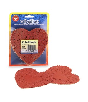 Heart Doilies, Red, 4", Pack of 100
