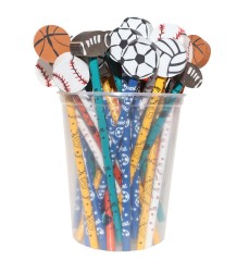 Pencil & Eraser Topper Write-Ons, Sports, Pack of 36