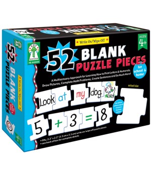 Write-On/Wipe-Off: 52 Blank Puzzle Pieces Manipulatives, Early Childhood, Grade PK-2