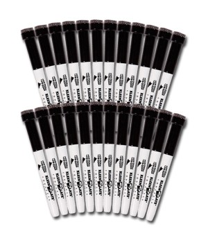 Dry Erase Student Markers with Erasers, Fine Point, Black, Pack of 24