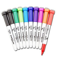Dry Erase Student Markers with Erasers, Fine Point, Assorted Colors, Pack of 10