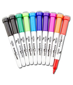 Dry Erase Student Markers with Erasers, Fine Point, Assorted Colors, Pack of 10