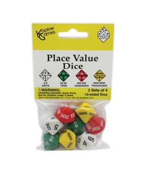 Place Value Dice, 10-Sided, Pack of 8