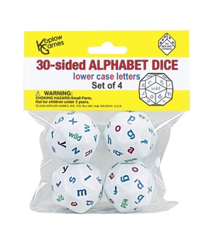 30-Sided Alphabet Dice, Lowercase, Set of 4