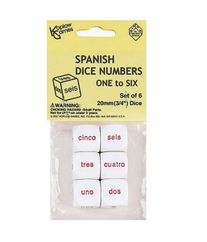 Spanish Number Dice, Set of 6