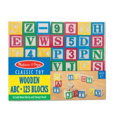 Wooden ABC/123 Block Set, 50 Pieces