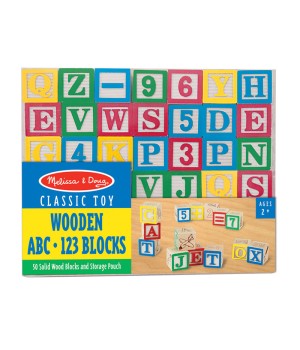 Wooden ABC/123 Block Set, 50 Pieces