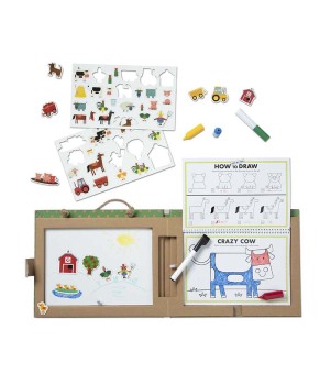 Natural Play: Play, Draw, Create Reusable Drawing & Magnet Kit - Farm