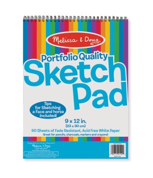 Quality Spiral-Bound Sketch Pad, 9" x 12", 50 Sheets