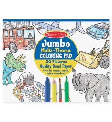 Jumbo 50-Page Kids' Coloring Pad - Space, Sharks, Sports, and More