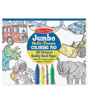 Jumbo 50-Page Kids' Coloring Pad - Space, Sharks, Sports, and More