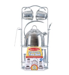 Stainless Steel Tea Set and Storage Stand, 11 Pieces