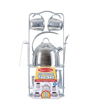 Stainless Steel Tea Set and Storage Stand, 11 Pieces
