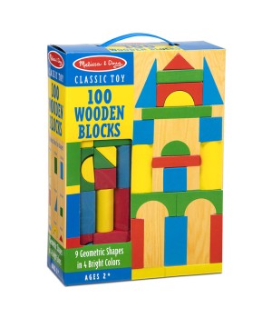 Painted Wood Blocks Set, 100 Pieces