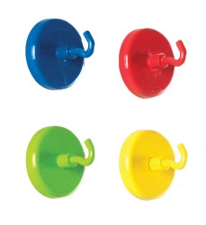 Super Strong Magnetic Hooks, Assorted Colors, Pack of 4