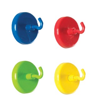 Super Strong Magnetic Hooks, Assorted Colors, Pack of 4