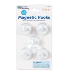 Magnetic Hooks, White, Pack of 5