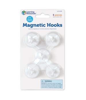 Magnetic Hooks, White, Pack of 5
