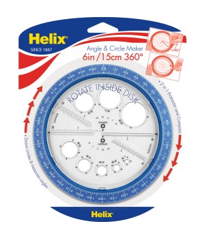 Angle & Circle Maker with Integrated Circle Templates, 360 Degree, 6 Inch/15cm, Assorted Colors