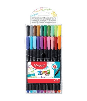 Graph'Peps 0.4mm Fine Felt Tipped Pens, Pack of 20