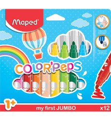 Color'Peps My First Safety Tip Ultrawashable Markers, Pack of 12