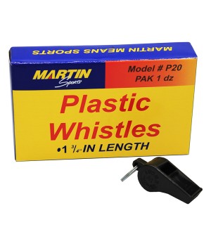 Black Plastic Whistles, Set of 12