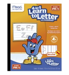 See and Feel® Learn to Letter w/Guidelines, 40 Sheets Per Book, PK-1