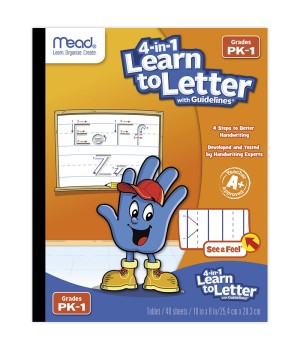 See and Feel® Learn to Letter w/Guidelines, 40 Sheets Per Book, PK-1