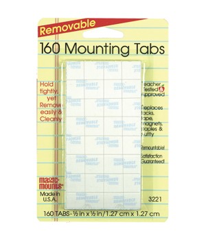 Removable Mounting Tabs, 1/2" x 1/2", Pack of 160