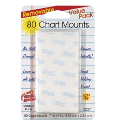 Removable Chart Mounts, 1" x 1", Pack of 80