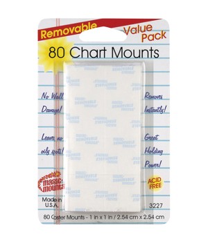 Removable Chart Mounts, 1" x 1", Pack of 80