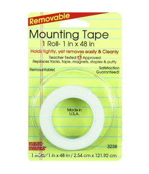 Removable Mounting Tape, 1" x 48" Roll