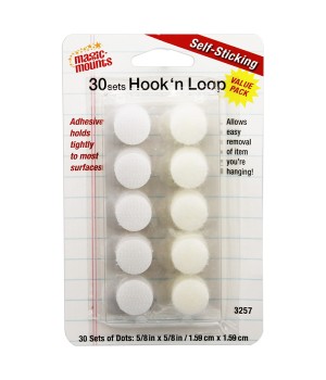 Hook 'n Loop, 5/8" Dots, 30 Sets