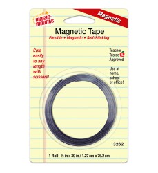 Self-Sticking Magnetic Tape Roll, 1/2" x 30"