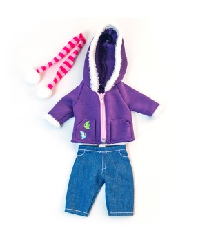 Doll Clothes, Fits 12-5/8" Dolls, Cold Weather Purple Fleece Set