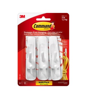 Command Medium Utility Hooks Multi-Pack, 6 Count