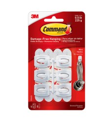 Command Mini Hooks, White, 6 Count