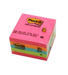 Pop-up Notes, 3" x 3", Neon, 100 Sheets/Pad, 5 Pads