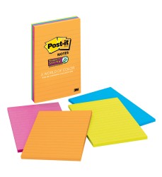 Super Sticky Notes, 4 x 6, Rio de Janeiro Collection, Lined, 4 Pads/Pack