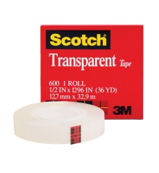 Transparent Tape Refill Roll, 1/2" x 1296", 1 Roll