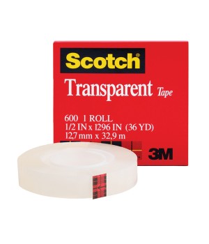 Transparent Tape Refill Roll, 1/2" x 1296", 1 Roll