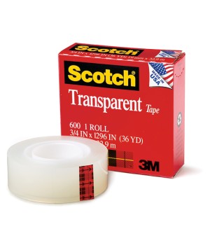 Transparent Tape Refill Roll, 3/4" x 1296"