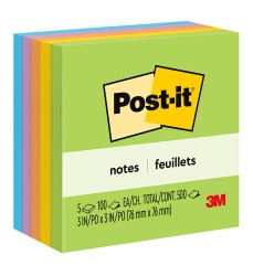 Notes, 3 in x 3 in, Floral Fantasy Collection, 100 Sheets/Pad, 5 Pads/Pack