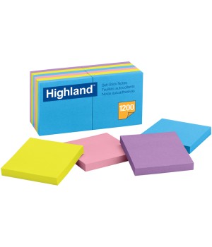 Self-Stick Removable Notes, 3" x 3", Assorted Colors, 12 Pads