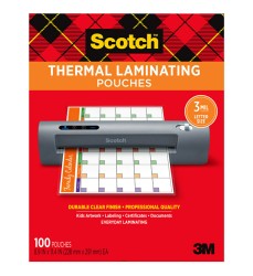 Thermal Laminating Pouches, 3 mil Size, Pack of 100