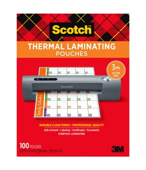 Thermal Laminating Pouches, 3 mil Size, Pack of 100