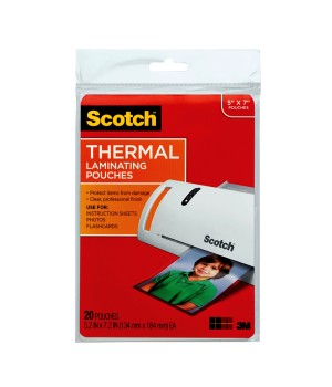 Thermal Laminating Pouches, 5 mil, 5" x 7", 20 Per Pack